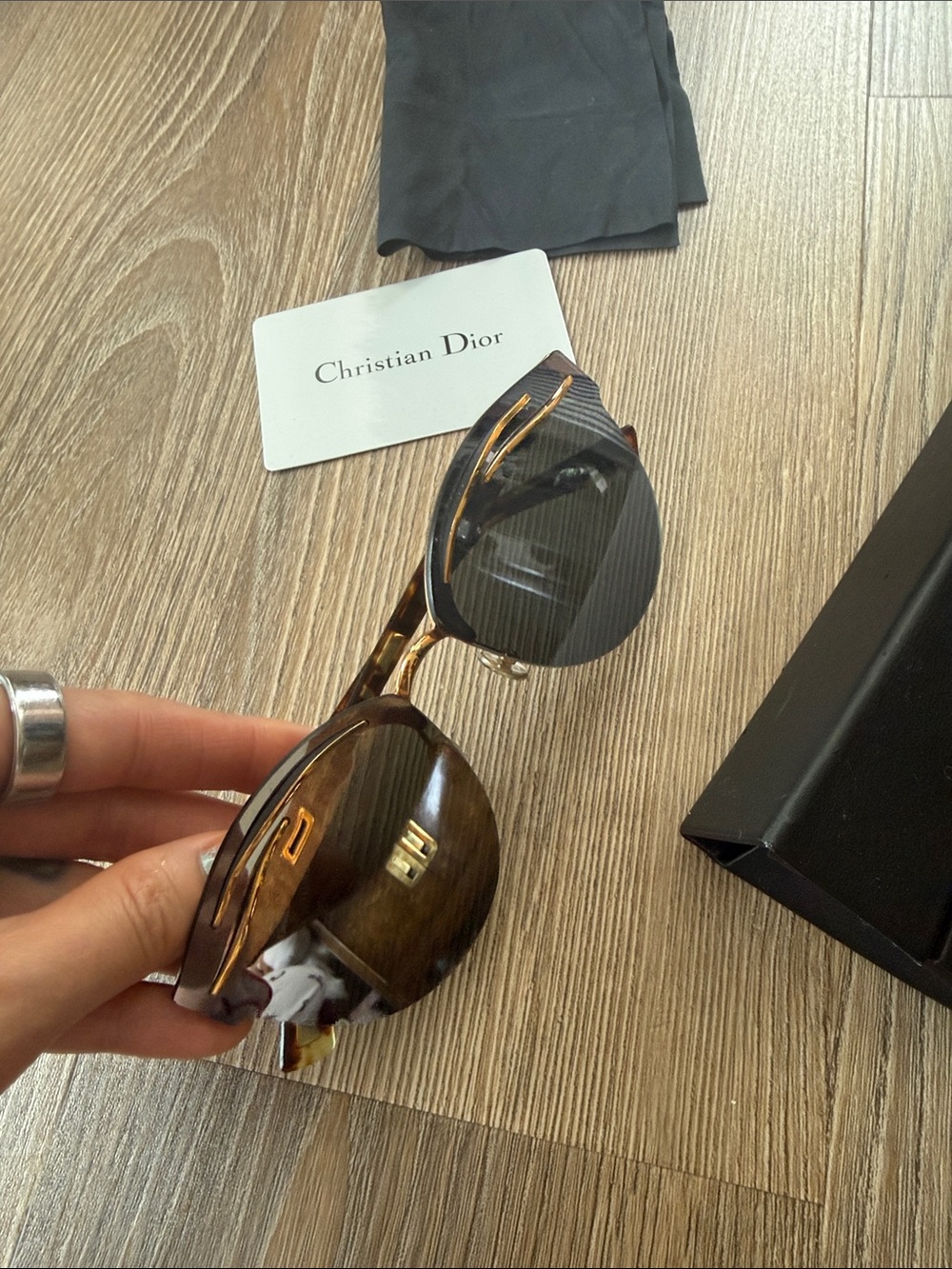 Christian Dior Empire 06J0TCat Eye Havana Titanium Frame Sunglasses - Picture 2 of 6